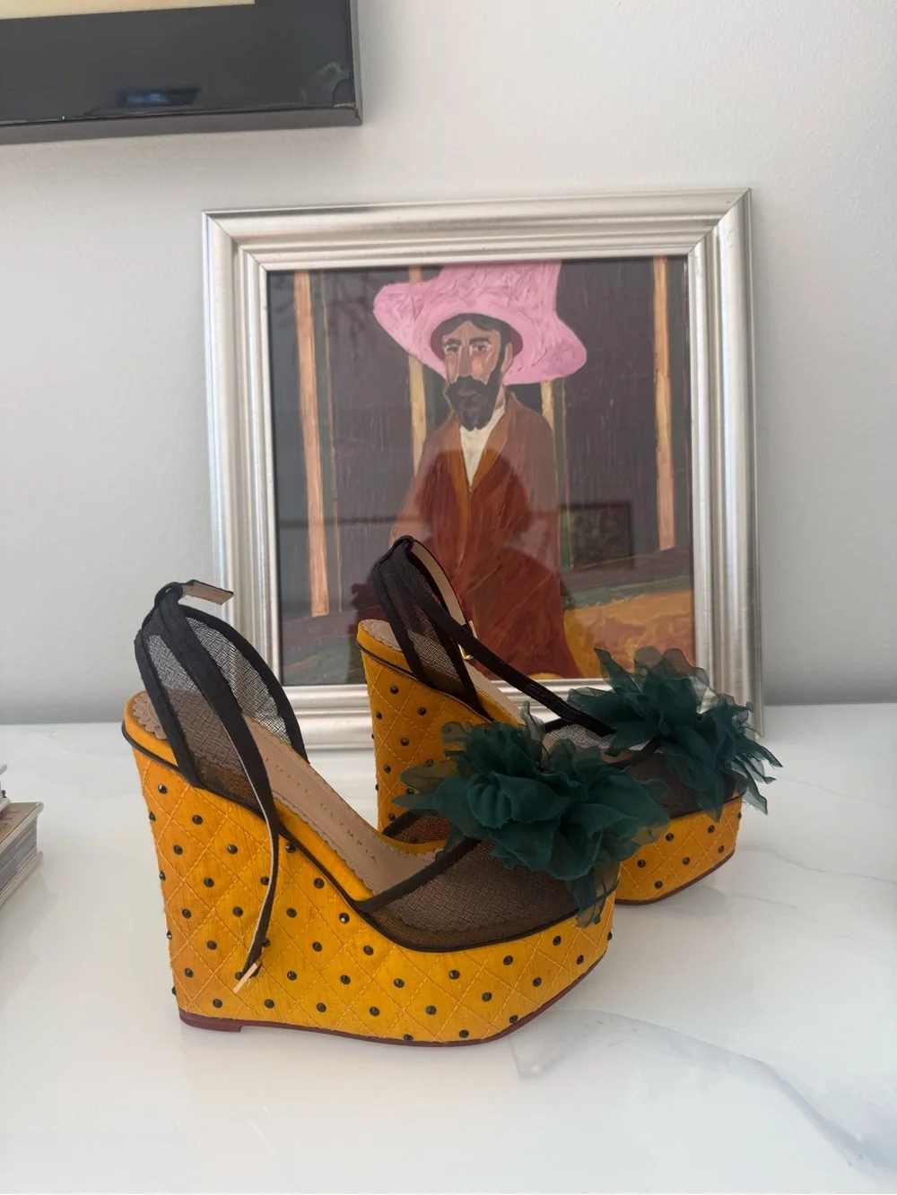 Charlotte Olympia Yellow Quilted Platform Shoes. S34!
